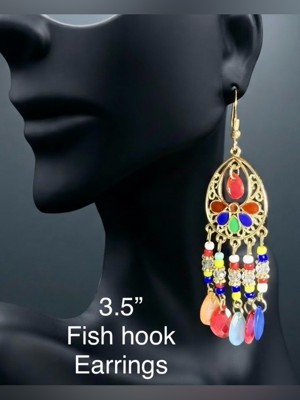 Gold-Tone Multicolor Teardrop Dangle Earrings